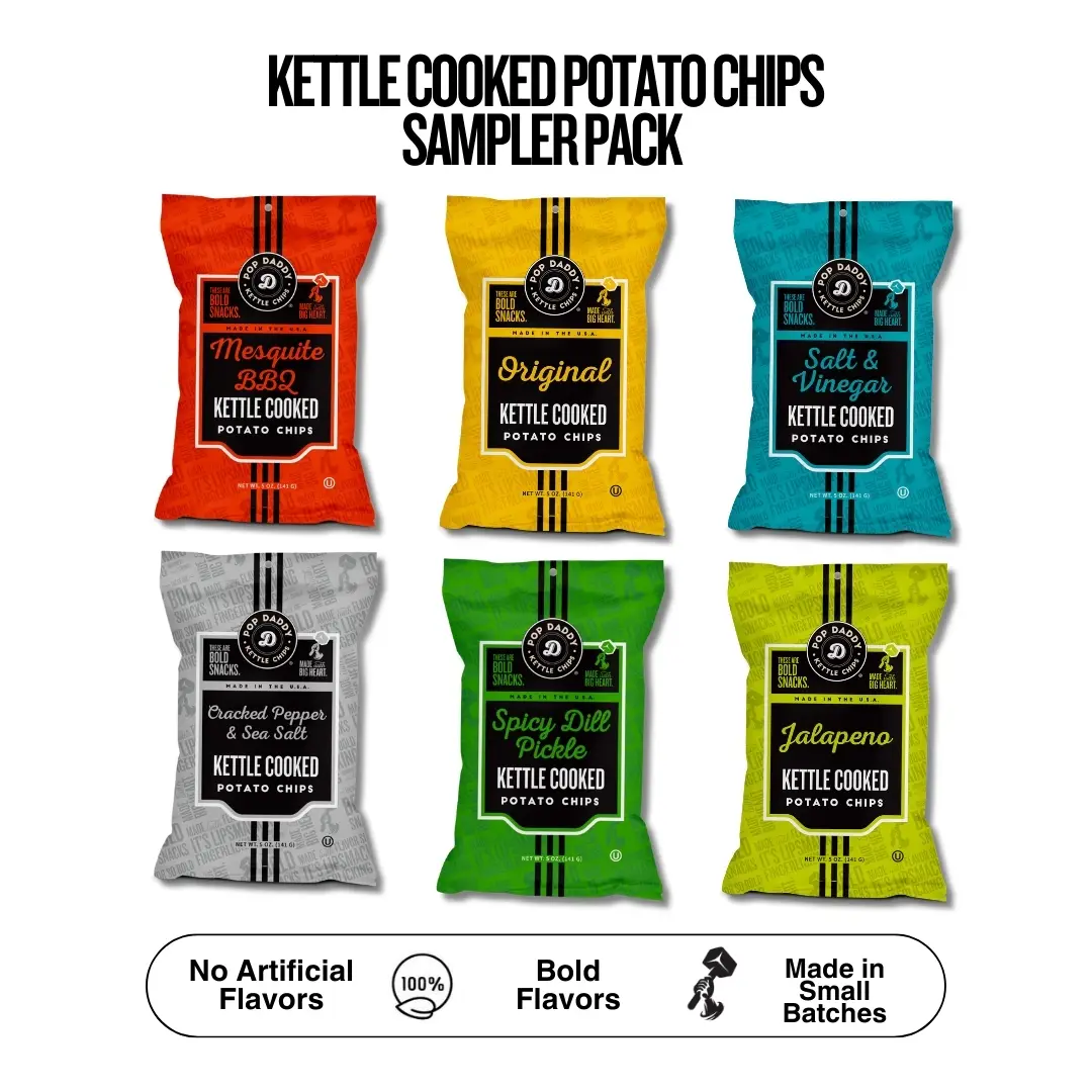 Pop Daddy Kettle Cooked Potato Chips Sampler Pack | 6 pack