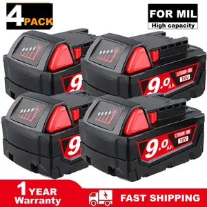 【Newly Upgraded】9.0Ah replacement for Milwaukee M-18 high output battery, compatible with Milwaukee battery 48-11-1812 48-11-1850 48-11-1852 48-11-11862 for wireless power tool battery