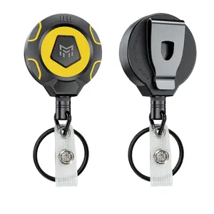 MNGARISTA Upgraded Heavy Duty Retractable Keychain with Belt Clip, 10 OZ Retraction, 31.5" Stainless Steel Cord, ID Badge Reel with Badge Strap and Key Ring, 2 Pack
