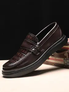 Men's Fashionable Plain Color Slip-on Loafers, Casual Comfortable Round Toe Flat Shoes for Daily Wear, Male All-match Shoes for Daily Wear