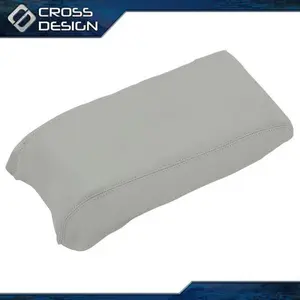 CROSSDESIGN Fit For 15-19 Hyundai Sonata Real Leather Center Console Lid Armrest Cover Gray