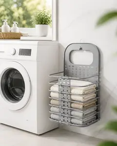 Foldable Wall-Mounted Laundry Basket - Space-Saving Hanging Hamper for Bathroom, Laundry Room (Ideal for Small Spaces)