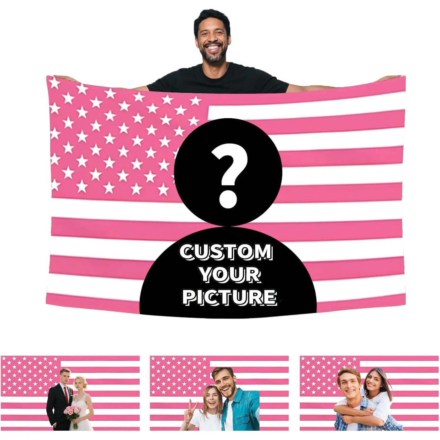 Custom American Flag 3x5ft Personalized Pink Flags Customizable Flag with Photo Text Funny Poster for Bedroom Livingroom Dorm (custom american flag)chic design  room bedroom