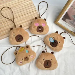 Cute Squinting Capybara Plush Keychain Blinking Heart Capybara Key Ring Beeping Runny Nose Cartoon Animal Pendant Couple