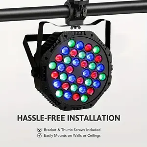 Flower Dance 36 LED Par Light - Sound-Activated, Remote & DMX Control, Multicolor LED RGB Lights, Dimmable, Wall Hanging for Dance Party, Christmas Decorations