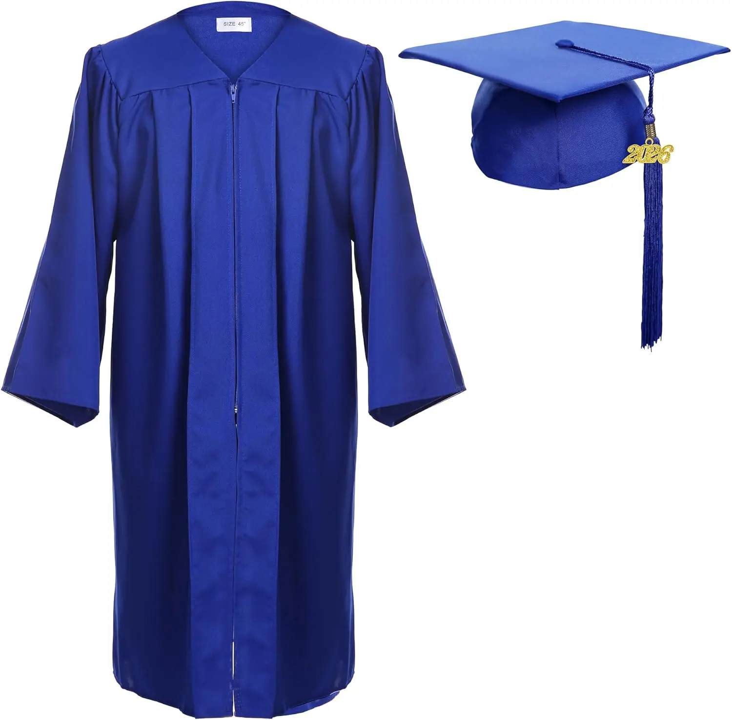 Unisex Graduation Gown Set, Classic Matte Polyester Full Length Academic Dress with Cap & 2025 Tassel for High School & College, Multi-Size, Durable & Machine Washable, Check Size Chart, Plain, Costume Accessories, Breathable, Darted Yoke, -Large 57(6'0-6
