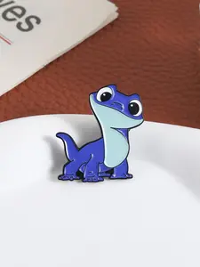 Cute Blue Lizard Zinc Alloy Brooch, Cartoon Animal Decoration, Smiling Eyes, Healing Design, Unisex Casual Fun Accessory Gift