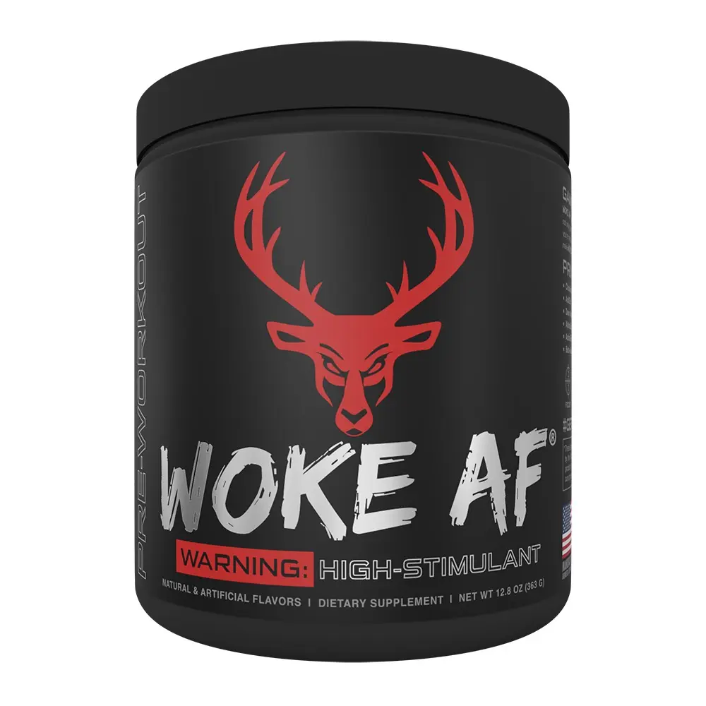 Bucked Up Woke AF High Stim Pre-Workout Powder - Blood Raz Flavor, 30 Serv., 363g, Energy Boost Carbohydrate Fitness & Nutrition Supplement