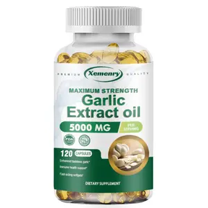Xemenry - Organic Garlic Extract Vegetarian Capsules - 5000MG Supplement - Suitable for Men and Women - Lowers Cholesterol and Promotes Cardiovascular and Heart Health - 120 Capsules