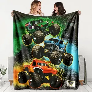Monster Jam Monster Truck Flannel Blanket - Polyester Fiber Throw, Soft and Warm, Fade Resistant, 280GSM, Ideal All-Season Gift