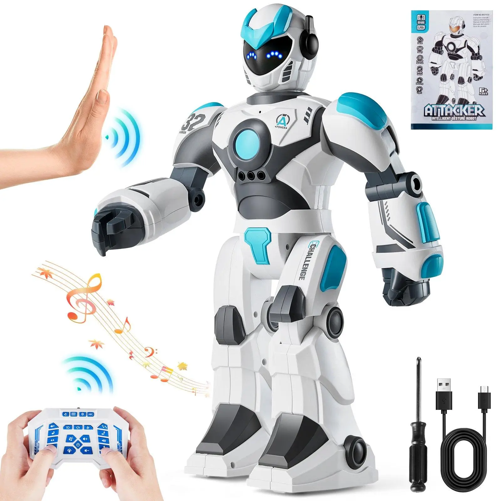 【SummerFinds】VEVOR Smart RC Robot Toy - Voice & Remote Control, Gesture Sensing, Talking, Dancing, Story-Telling, Programmable, Flexible Joints, Sturdy Wheels, Safe Learning Tool for Kids, Creativity Booster, Smart Robot