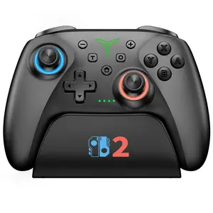 BEBONCOOL Switch 2 Pro Controller 1000mAh Battery Wireless Bluetooth with Hall Effect Joysticks Triggers 7 Light Modes Paddle Turbo Motion Charging Dock for Nintendo Switch