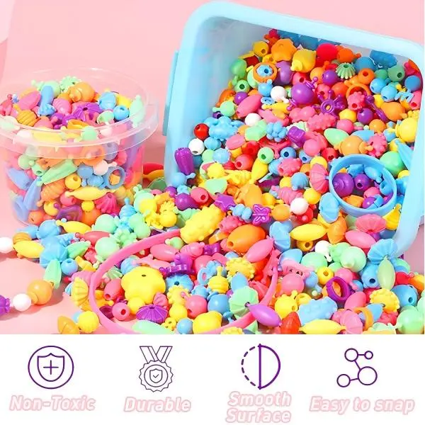 1 box of 500pcs Pop Art Beaded Children's Toys DIY Handmade Jewelry Crafts, Girl's Birthday Gift, Necklace, Bracelet, Headband, Ring, Bangles Creative DIY Set Bead Assortment Art Charms