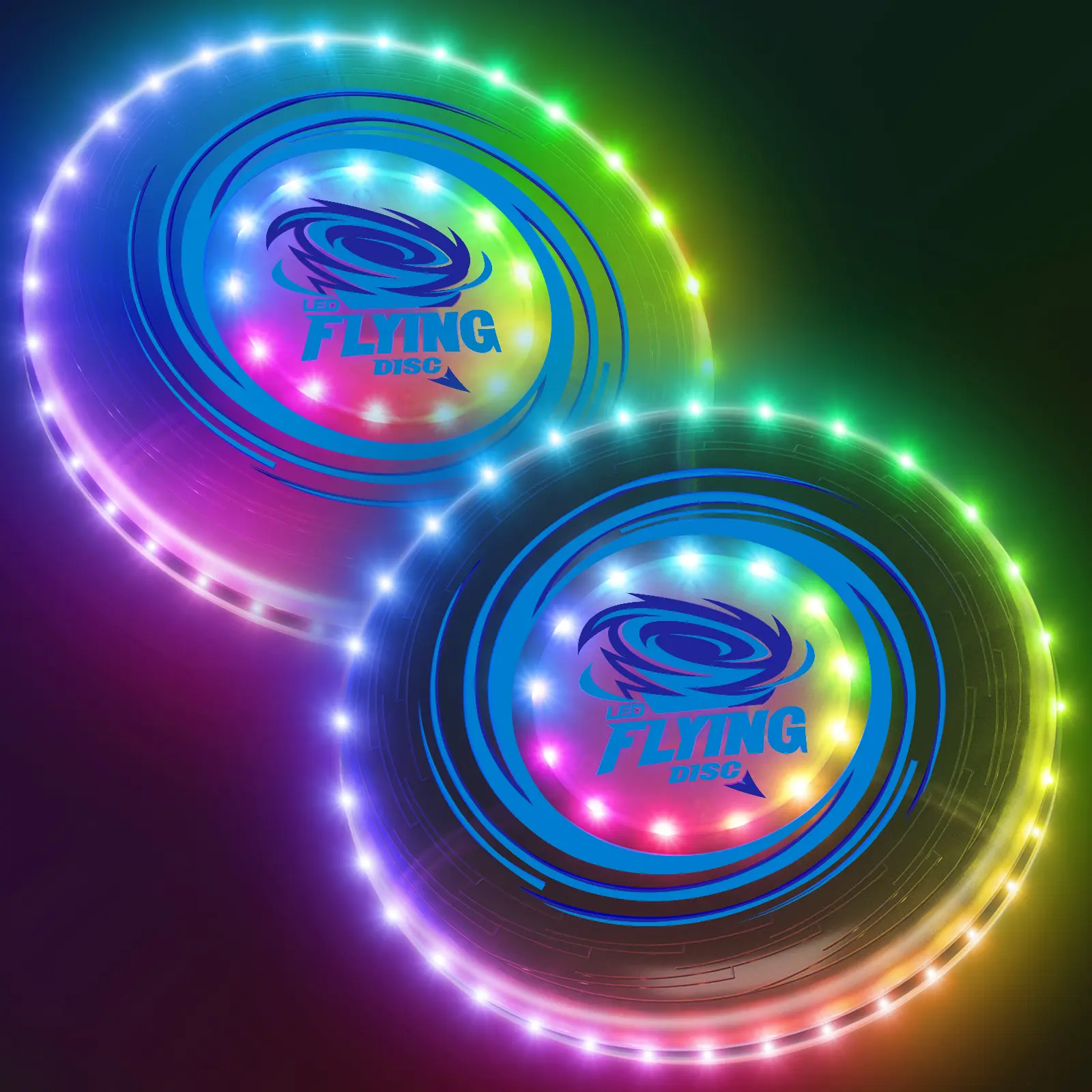 HYES 2-Pack Rechargeable LED Light Up Flying Disc - 45 LEDs, 14 Lighting Modes, Lightweight Unisex Outdoor Sport Toy for Kids, Teenage Boy Gifts, Boy Gifts - Beach, Backyard Games Camping Essentials, Toys
