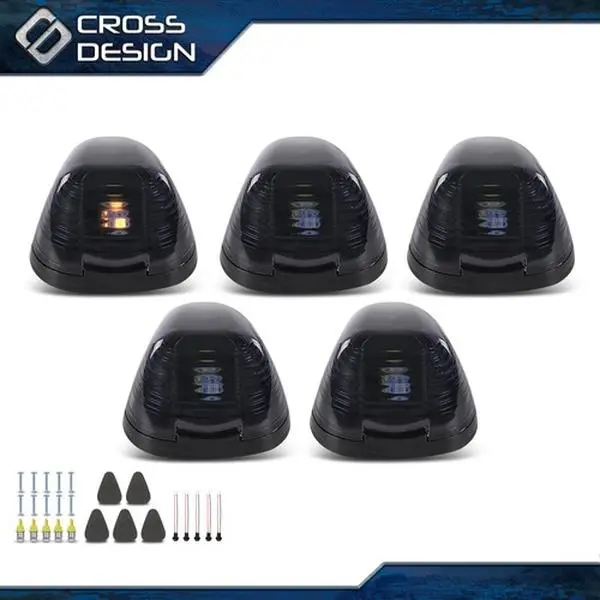 CROSSDESIGN High-Quality 5-PC Cab Roof Clearance Marker Lamp Set, Durable White LED Running Lights Compatible with F250, F350, E550 & Most Trucks, Factory Direct Pricing