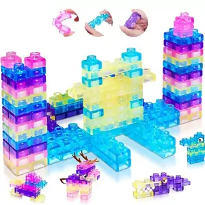 40pcs Soft Jelly Blocks, Multicolor Stacking Toy Set, Non-Toxic Sensory Play, Safe Squishy Stretch Fun, Early Learning Puzzle, Bath Toy for Kids Aged 3+