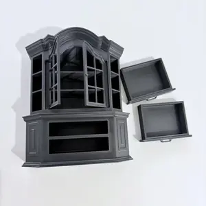 2-in-1 Retro Mini Bookcase and Wine Cabinet, 1:12 dollhouse-specific nostalgic mini storage rack, Miniature furniture, PLA material (non-wood), Suitable for BJD/OB11 scene layout, dollhouse study/living room decoration, and photography props