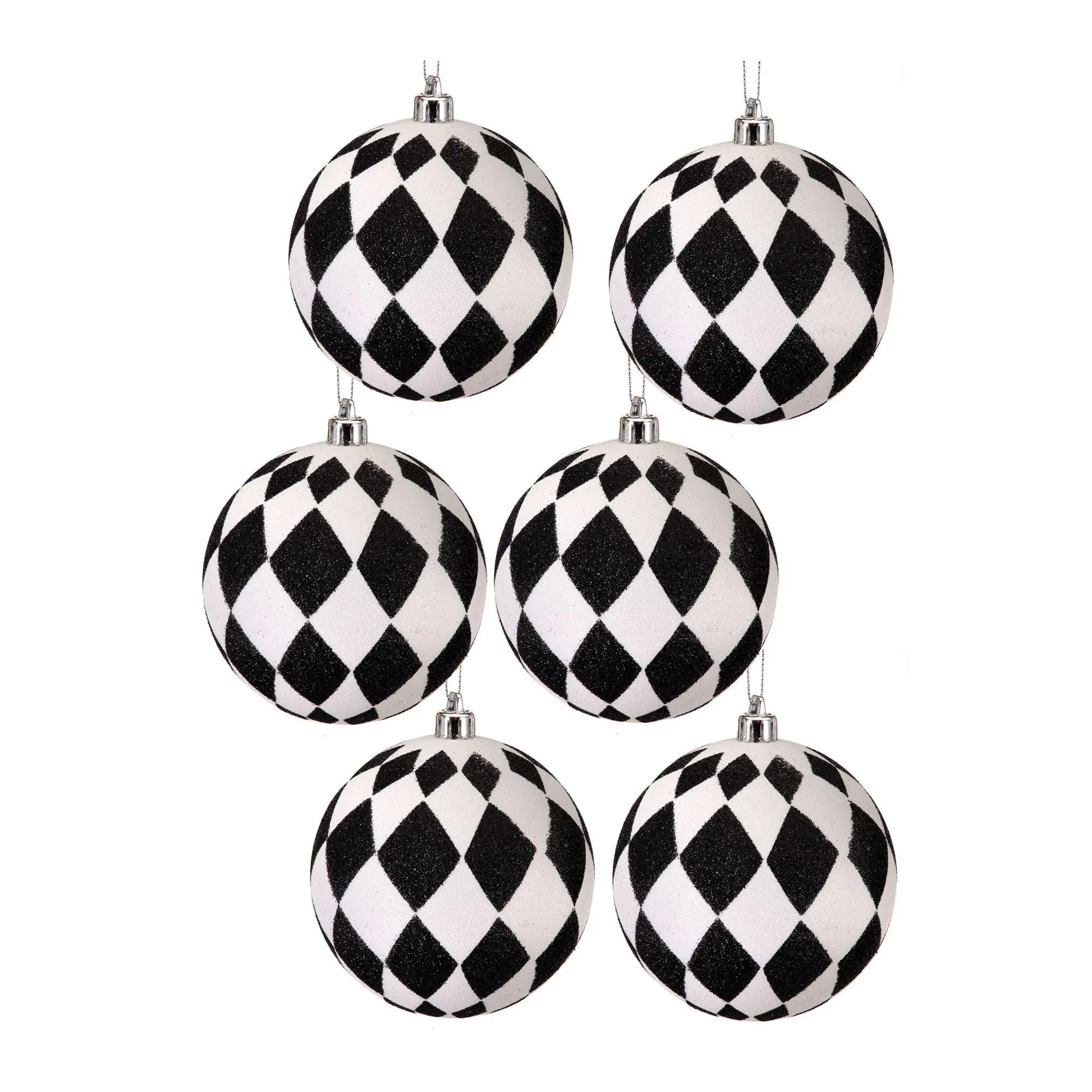 4" Glitter Harlequin Ball Ornament Box of 6 byValerie