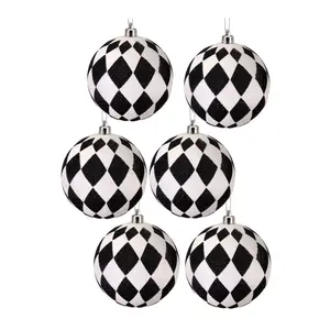 4" Glitter Harlequin Ball Ornament Box of 6 byValerie