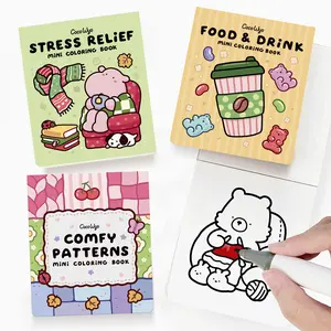 Coco Wyo Mini Coloring Book Set of 3 (3 x 3.5 in) – Stress Relief, Food & Drink, and Comfy Patterns