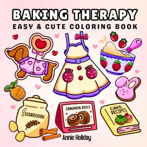 Baking Therapy Coloring Book: Bold and Easy Coloring Book for Adults and Teens Featuring Cozy Baking Time, Sweet Treats and More For Stress Relief and Relaxation