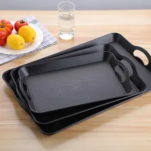 1pc Serving Trays with Handles Trays for Eating Multi Purpose Plastic Tray Rectangular Anti Skid Decorative Food Tray for Restaurant Breakfast Countertop Party Kitchen
