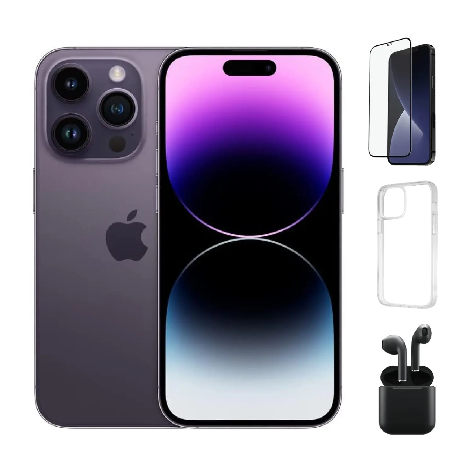 Refurbished iPhone 14 Pro (Unlocked)-Excellent Condition with Case, Wireless Earbuds,Tempered Glass Screen Protector & 1 Year Warranty  A2650