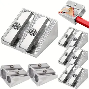 Durable Metal Pencil Sharpener, 4 Counts/set 1/2 Hole Handheld Wedge Design Pencil Sharpener, Writing Tools, Office Stationery Supplies for School, Office, Art Projects