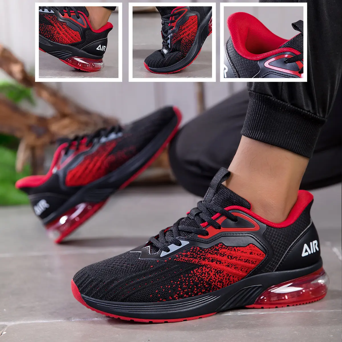 Bemiro Men's All-Season Workout Sneakers - Lightweight Running Sneaker with Cushioned Air Support, Slip-Resistant Rubber Sole, Ankle Support, Laces for Gym, Jogging, Breathable Design, Breathable Runner, Sporty Running Shoes, All Seasons, Male