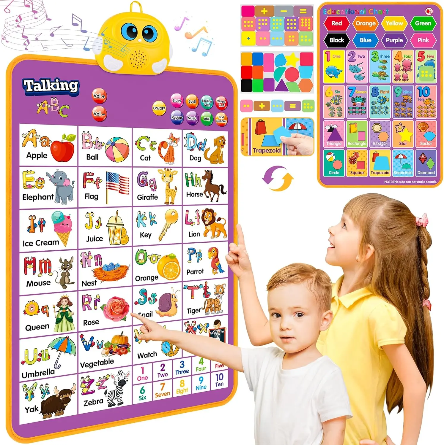 Electronic Alphabet Wall Chart, Talking ABC, 123s, Music Poster, Kids Learning Toys for Toddlers 1-3, Interactive Educational Toddler Toy, Birthday Gifts for Age 1 2 3 4 5 Year Old Boys Girls - Blue