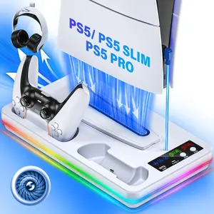 Cooling Station for PS5Pro/PS5 Slim/PS5 with Turbo Fan Controller Charging Station for PS5 Accessories, Gaming Items
