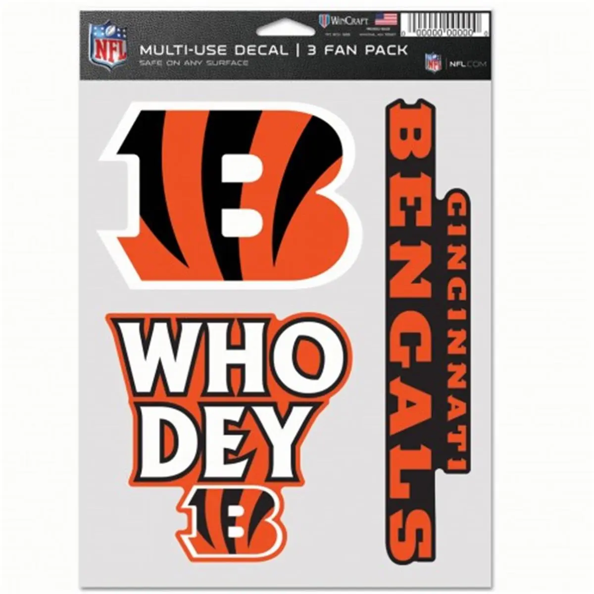 Wincraft Authentic NFL Cincinnati Bengals Fan Pack - 3 Multi-Use Team Logo Decals, Authentic Sports Collectibles Accessory, Pack Of 3