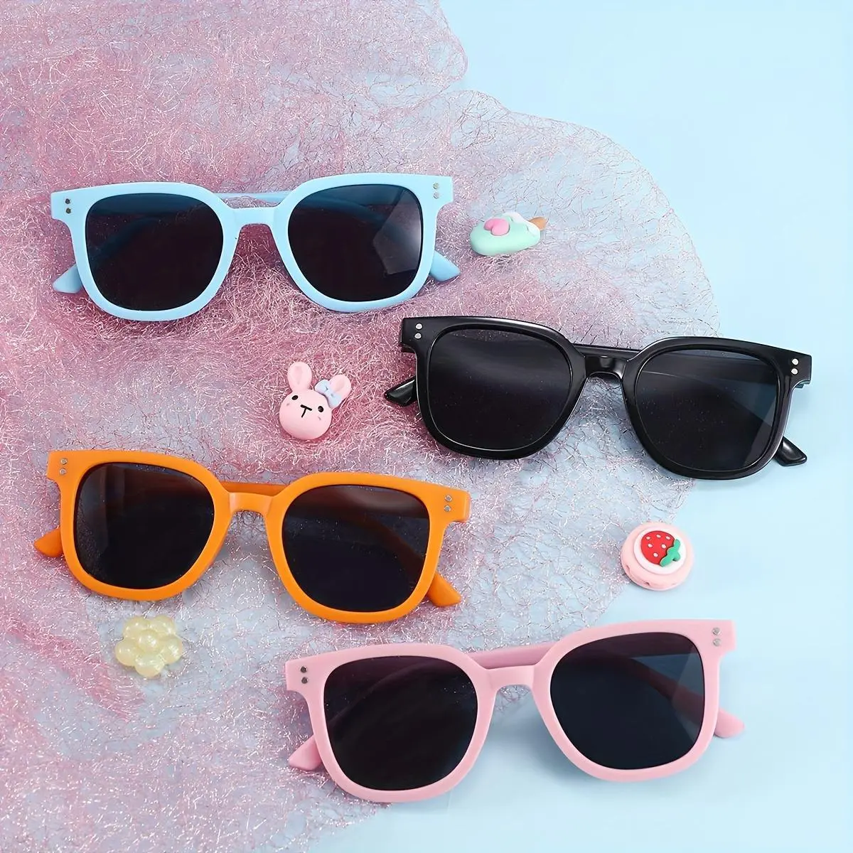 4 Pairs of Trendy Glasses for Boys And Girls Aged 3-12, Square-Shaped, Stylish Eyewear, Shipped Randomly
