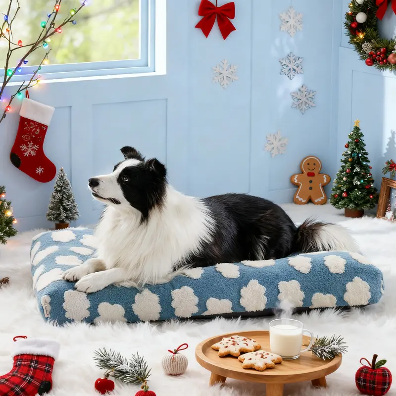 Lesure Thick Warm Washable Pet Mattress for Crate - Cozy Shredded Chopped Foam Pet Bed with Removable Cover, TikTokShopBlackFriday, Cute Modern Fuzzy Plush, Anti Slip Bottom Bedding Pad, Stylish Design for Indoor & Outdoor Use, Perfect for Winter Comfort