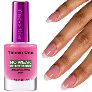 Tinovo Uno New Arrival NO WEAK Rejuvenating Amor Pink Nail Strengthener, Nail Strengthening Serum, Glossy Nail Hardener, 12ml, Natural Fast Drying, Alcohol Free, Glossy, Say Goodbye to Brittle Soft Weak Cracked Nails, Nail Art DIY, Manicure Salon Quality