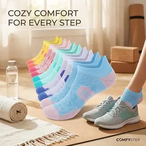 Women's Ankle Compression Socks with Arch Support - Athletic Low Cut Running Workout Socks Cushioned Breathable Moisture Wicking for Sports Fitness Gym Jogging Hiking 5 Pairs Pack