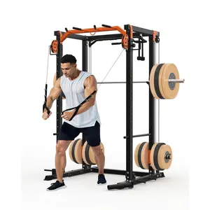 Power Cage - Premium Squat Rack with Cable Crossover System, 2000LBS Capacity, LAT Pull Down & Pulley System for Home Gym Strength Training