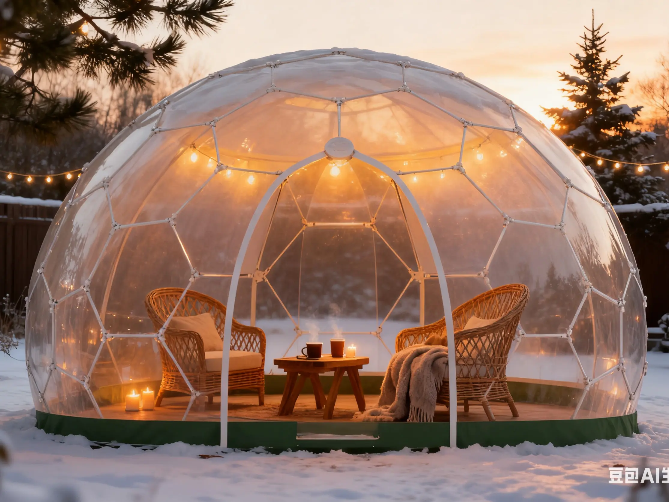12FT Garden Dome Tent, Sturdy Outdoor Transparent Geodesic Tent with UV-PVC Panels, Weatherproof All-Season Shelter for 5-8 People Backyard Patio, Family Gatherings & Outdoor Relaxing, Camping Accessory