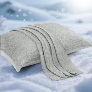 Cooling Pillow Cases for Hot Sleepers Japanese Q-Max 0.5 Set of 2 Gray Breathable Soft Cotton for Hair Skin Care OEKO-TEX 100