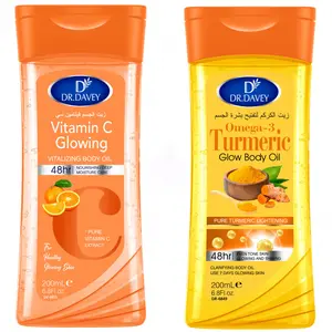 DR.DAVEY VITAMIN C Body Oil+Turmeric Omega-3 Glow Body Oil Body essential oil set, skin care oil, nourishing oil, moisturizing and hydrating care, suitable for all seasons, portable for travel for Body, Face, Hand, Lip, Eye,travel