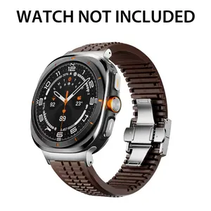 CRAZYGRASS Rugged Silicone Watch band  Breathable Elite Compatible with Galaxy Watch 7 Ultra (2025/2024) 47mm for Men Strap Sport Strap with Hidden buckle 【 Watch not included 】