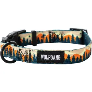 Wolfgang Heavy Duty, Adjustable Dog Collar with Quick Release Nylon Buckle for Walking & Training, Overland Print, Large