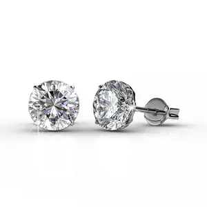 Mallory 18k White Gold Plated Stud Earrings with Simulated Diamond Crystal