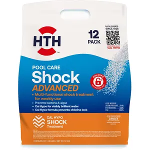 HTH 52037 Swimming Pool Care Shock Advanced, Swimming Pool Chemical, Cal Hypo Formula (12 Pack) HTH
