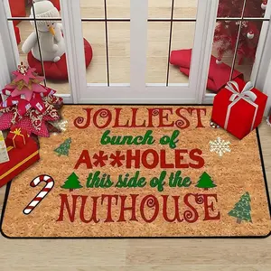 Funny Christmas Candy Themed Rug, Non-Slip Kitchen Mat, Comfortable Entryway Carpet, Home Decor for Holiday Season, Decorative Rugs