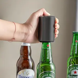 Beer Bottle Opener, Magnetic Automatic Stainless Steel Push Down Opener, No Cap Can Escape, Quick Open for Kitchen, Home Bar & Restaurant Utensils