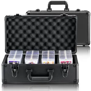 VEVOR Graded Card Storage Box,  4 Slots, Graded Sports Cards Holder Carrying Case with Key Lock Foam Dividers, for 96 PSA Graded Cards 68 BGS Cards 76 SGC Cards 348 Top Loaders or 999+ Loose Cards