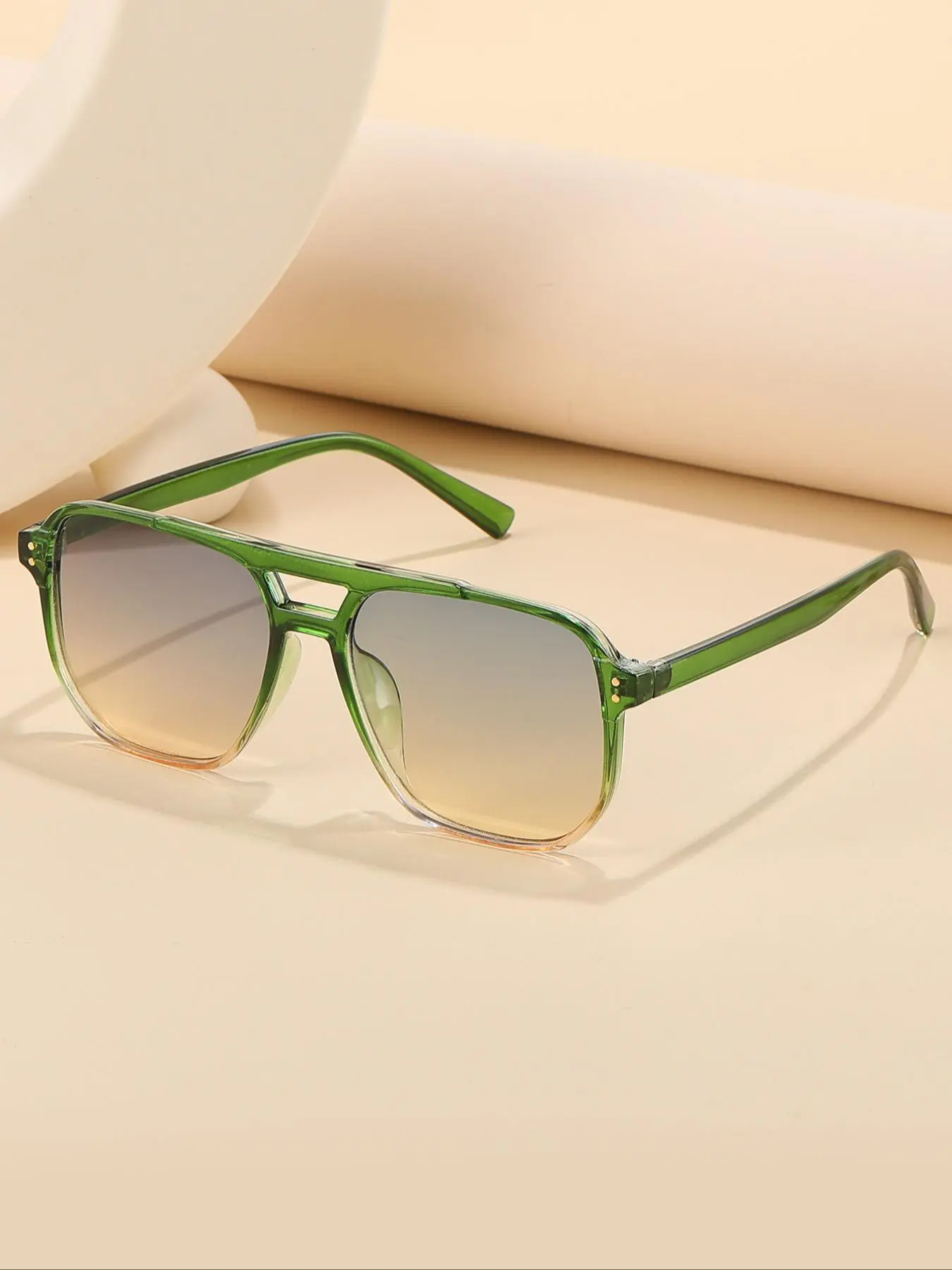 1 Pair Simple Glasses For Everyday Use, Summer Square Frame Double Beam Glasses , Travel Accessories, Fashion Glasses, Square Sunnies, Casual Shades, Casual Style Eyewear
