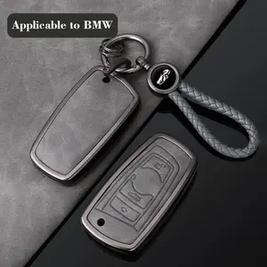 Metal Car Key Case with Keychain for Bmw 1 3 5 7 Series X1 X3 X4 X5 F10 F15 F16 F20 F30 F18 F25 M3 M4, Durable Automotive Accessory Car Key Protector