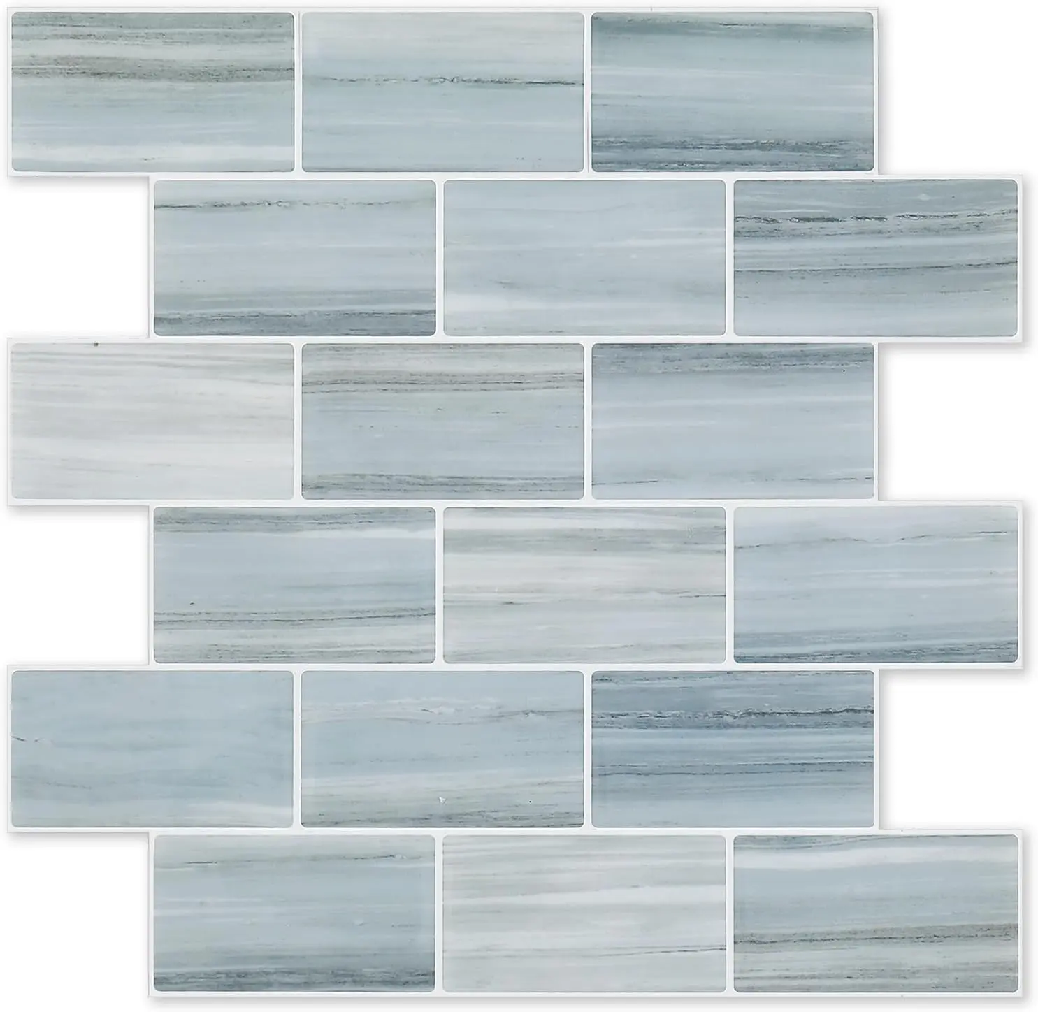 10 count Peel and Stick Backsplash for Kitchen, Self-Adhesive Vinyl Gel Subway Tile, Wall Tile for  Decoration (Blue Gray Subway)